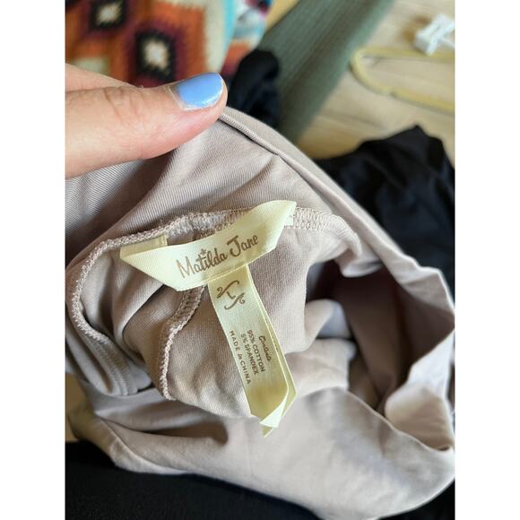 Matilda Jane Women's Big Ruffles Tan Pants - Picture 3 of 3